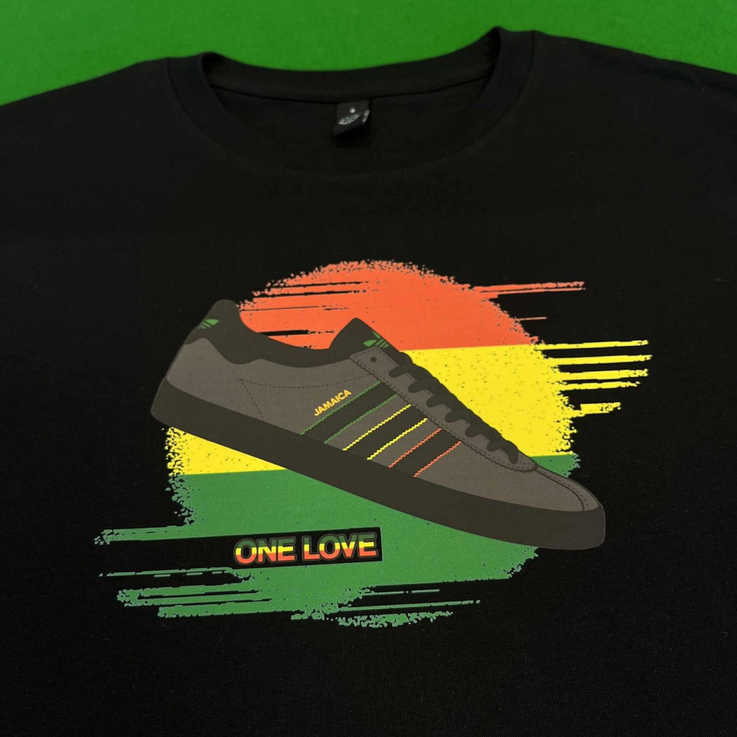 One Love Jamaica Trainer T Shirt - Black  - SMALL
