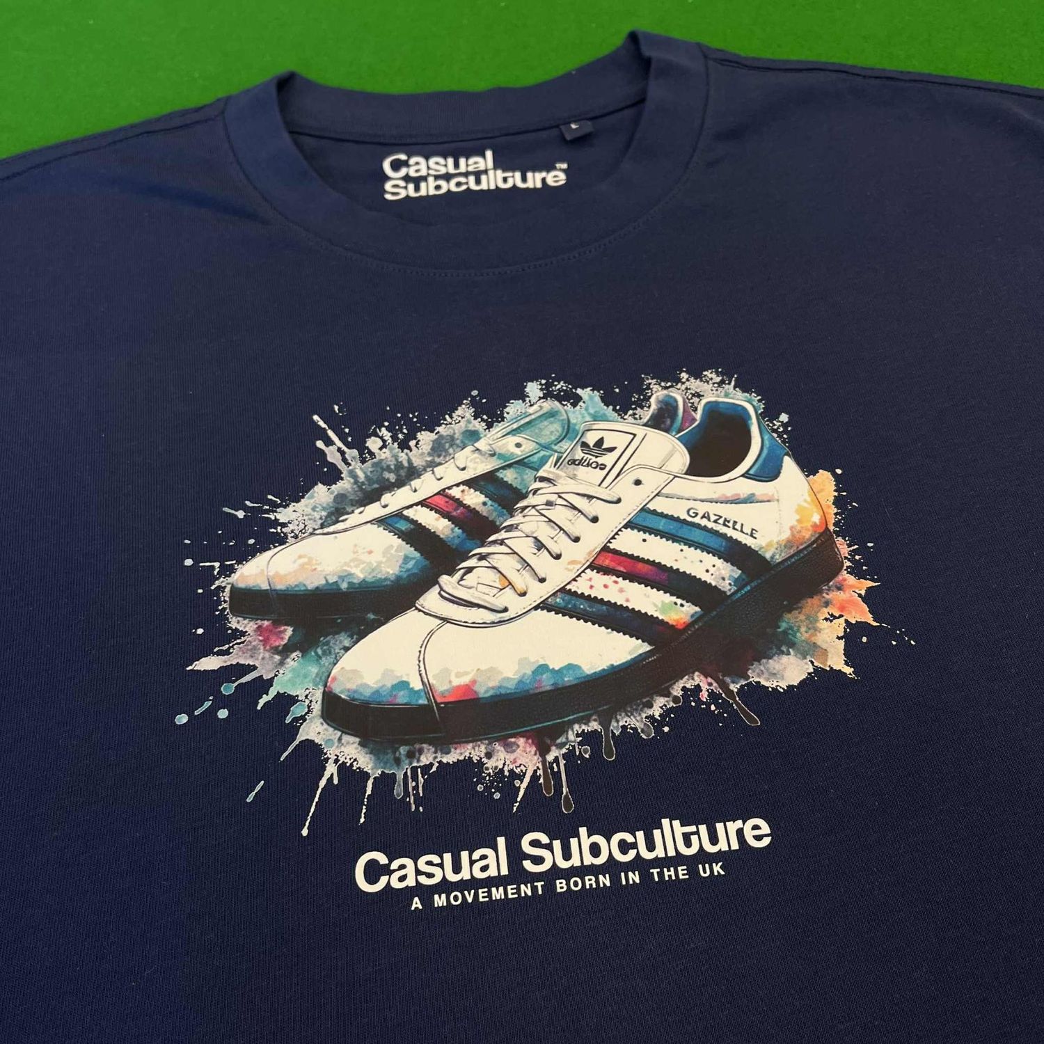 Gazelle Watercolour T Shirt - Navy  - LARGE