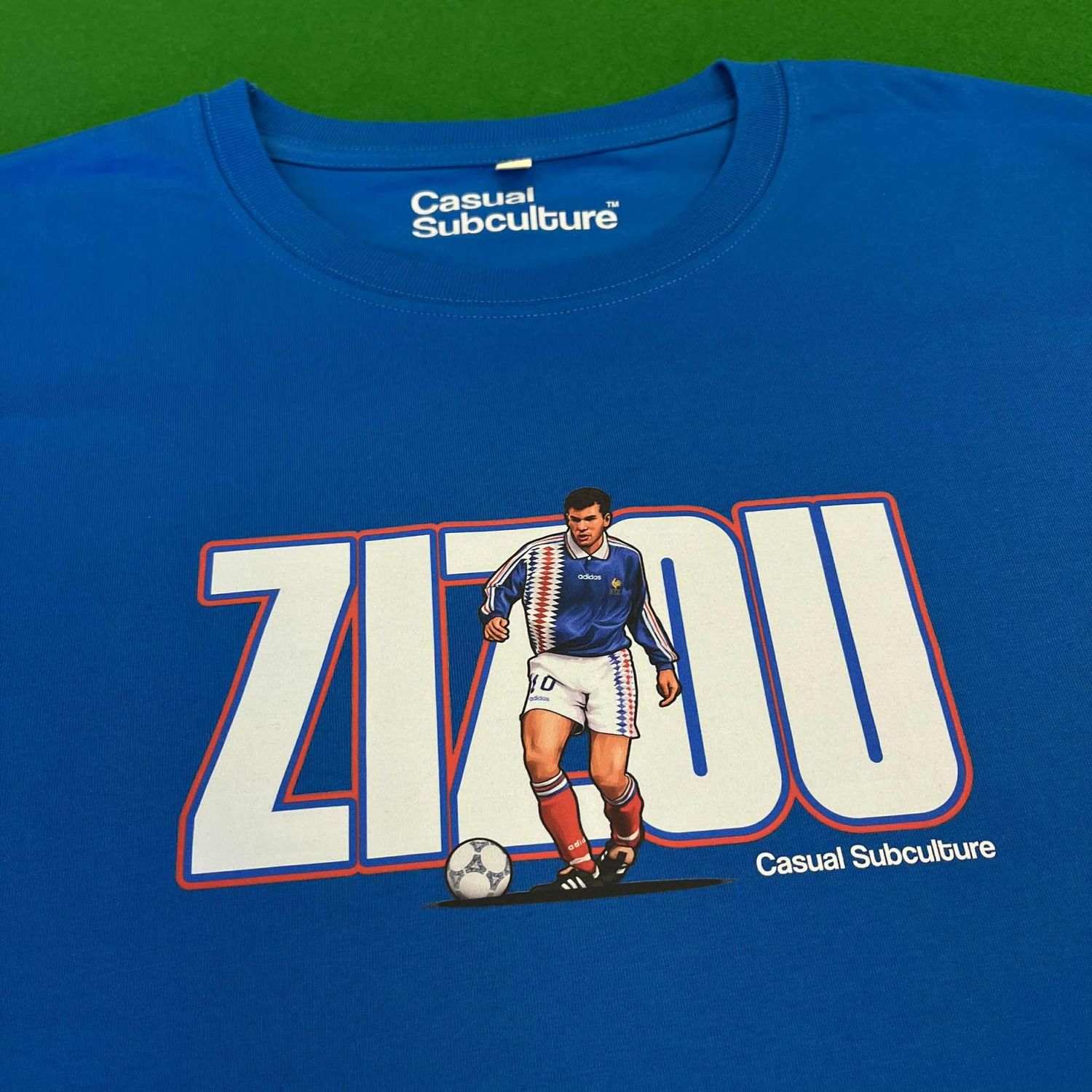Zizou Retro Football T Shirt - Blue  - LARGE