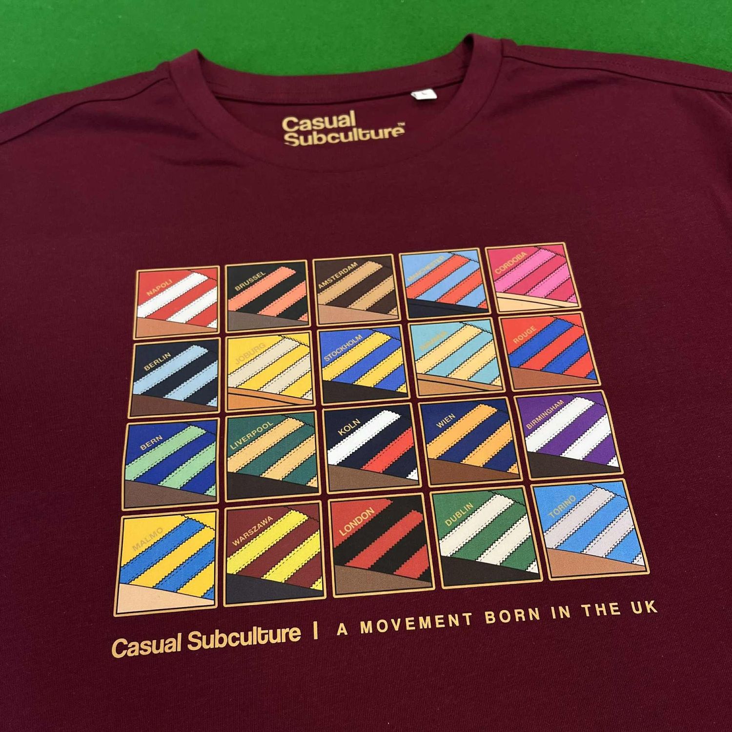 City Series Collage T Shirt - Burgundy  - LARGE