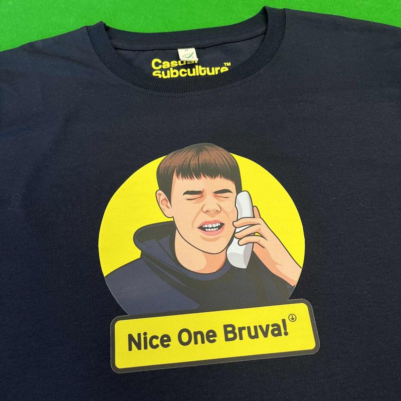 Human Traffic Nice One Bruv! T Shirt - Navy  - MEDIUM