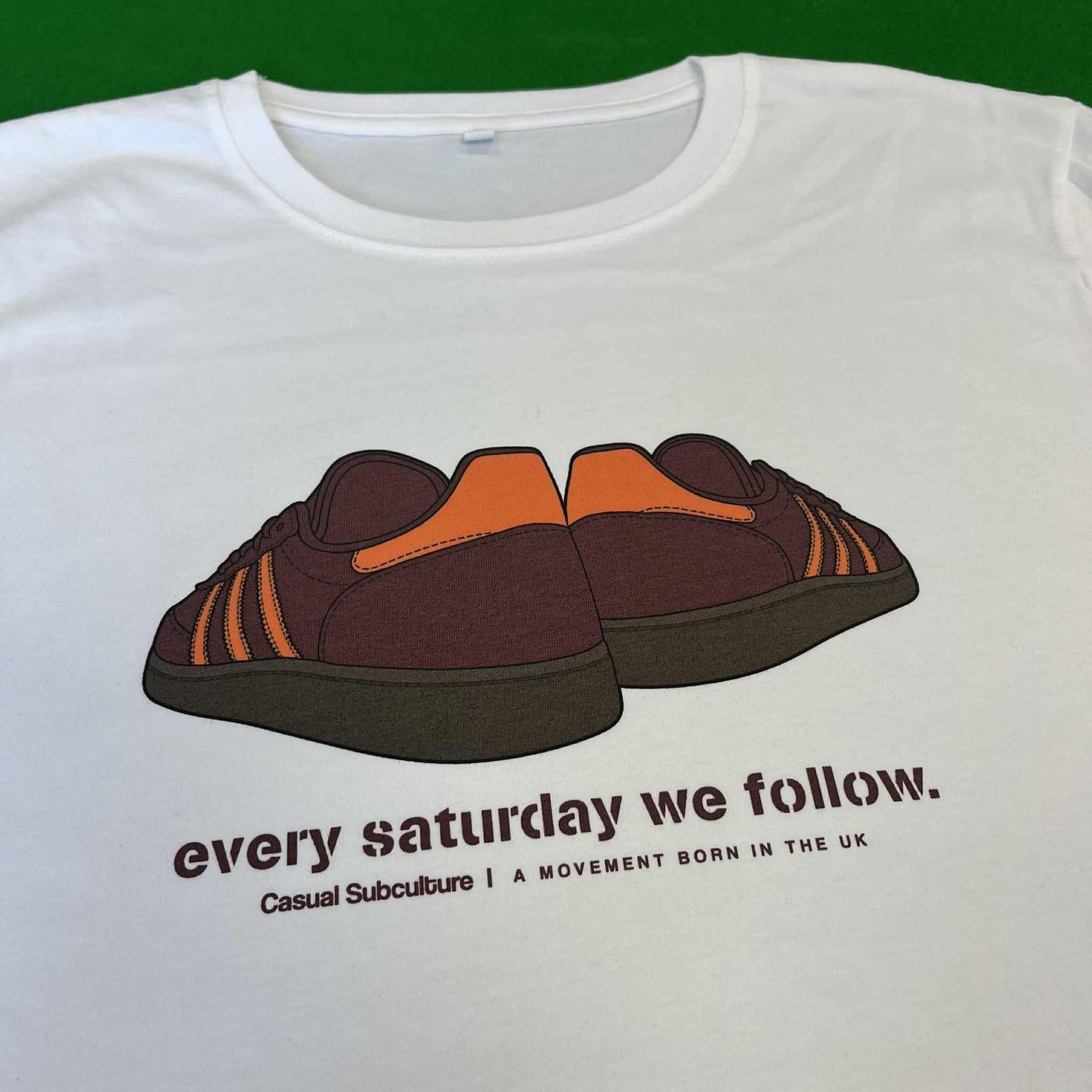 Every Saturday Amber/Burg T Shirt - White - LARGE