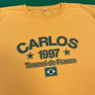 Carlos Brazil 1997 T Shirt - Gold - LARGE Carlos Brazil 1997 T Shirt - Gold - LARGE