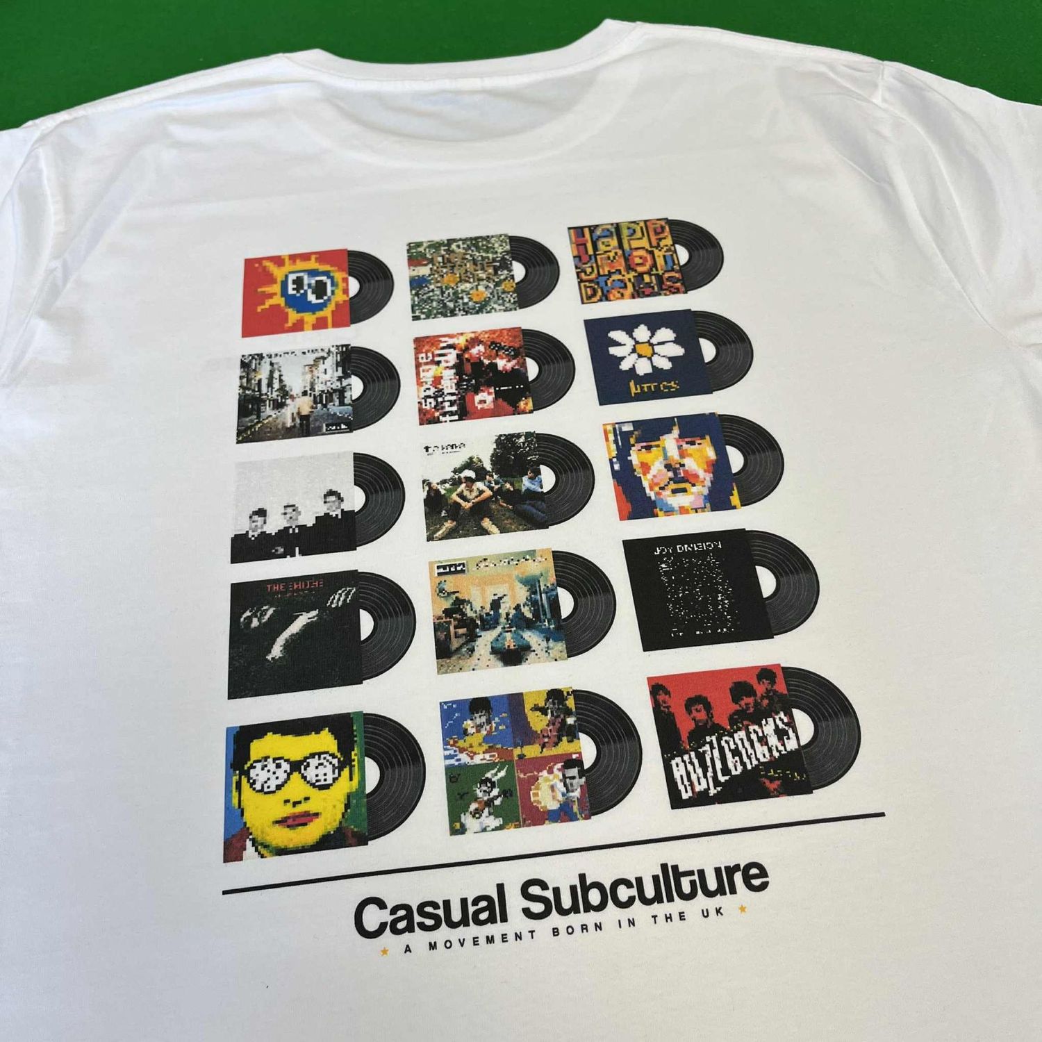 Vinyl Record Backprint T Shirt - White - XL