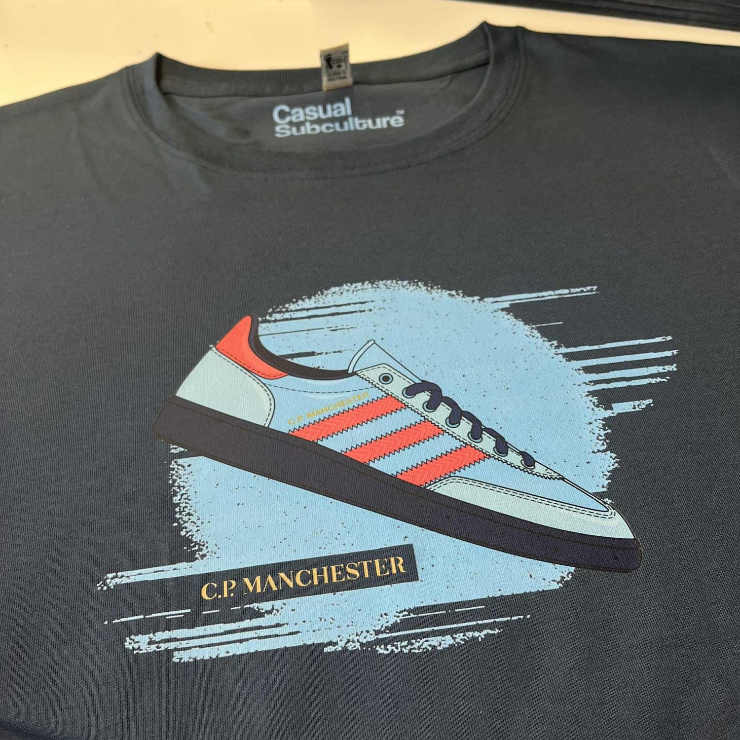 CP Manchester Trainer T Shirt - Denim - 2XL