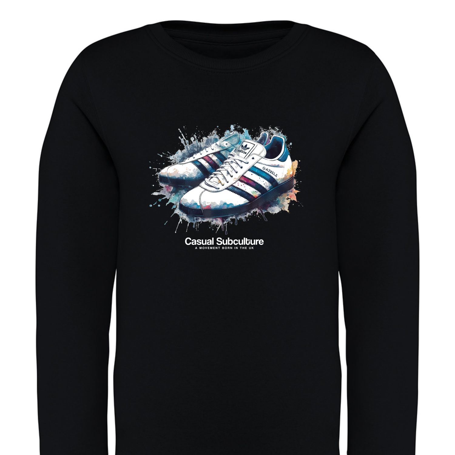 Gazelle Watercolour Sweatshirt (Junior), COLOUR: BLACK