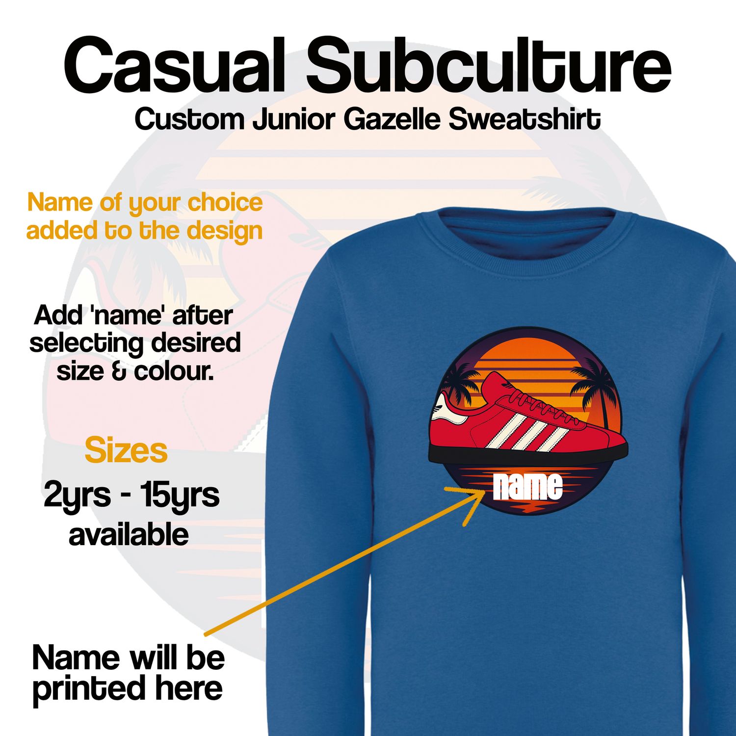 Custom Gazelle Trainer Sweatshirt (Junior)