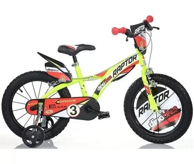 Dino Bikes Bicicletta Raptor Giallo Fluo Misura 16"