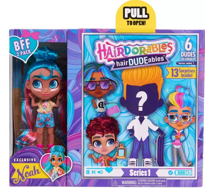 Hairdorables Hairdudables Best Friends Forever Pack, 4 Modelli a Sorpresa, 1 Doll e 1 Boy