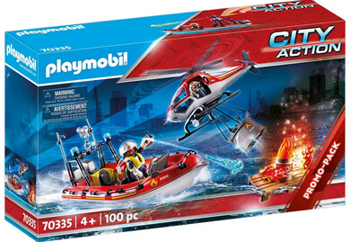 Playmobil Action Missione Antincendio con Elicottero e Gommone 70335
