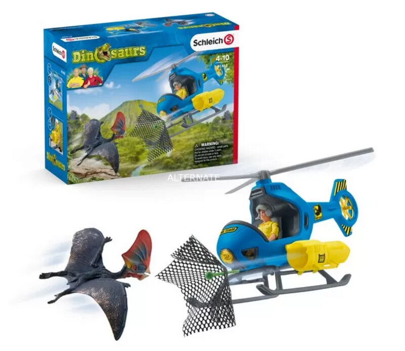 Schleich Set Dinosauro con personaggio e Elicottero 41468