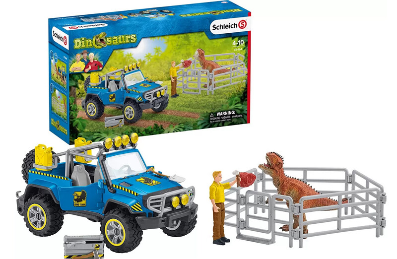 Schleich Dinosauro con Personaggio e Veicolo 4x4  41464