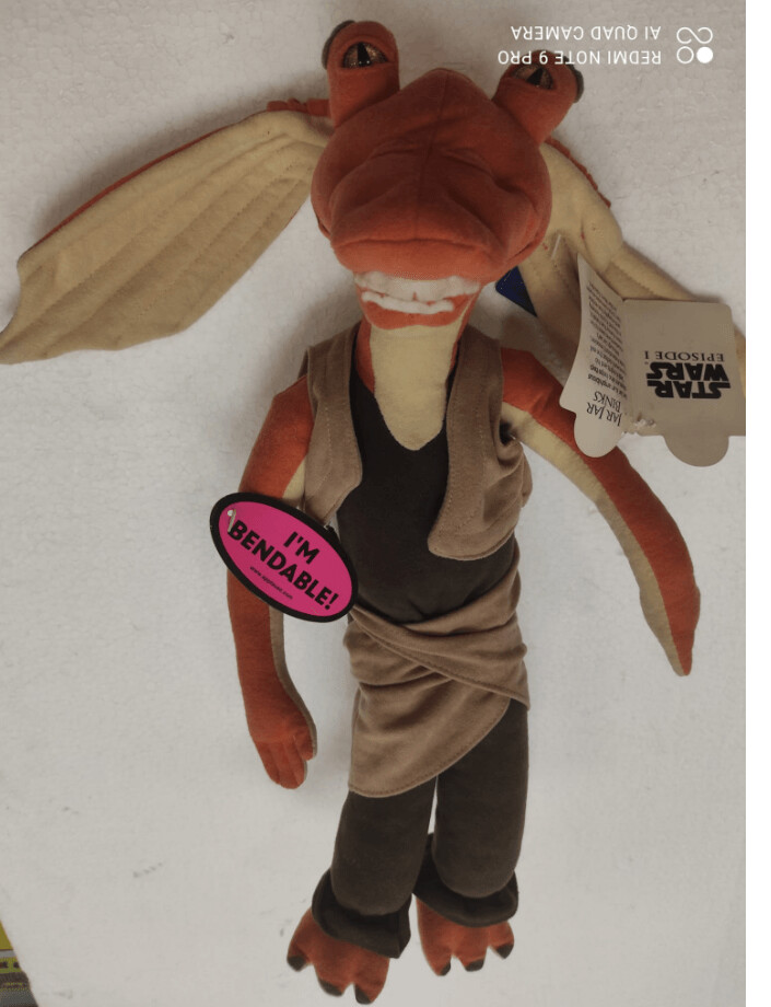 StarWars Personaggio Peluche Jar Jar Binks alto 40 cm