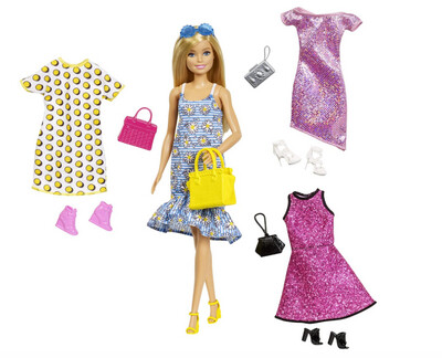 Barbie Bambola con 4 Outfit Diversi e Accessori