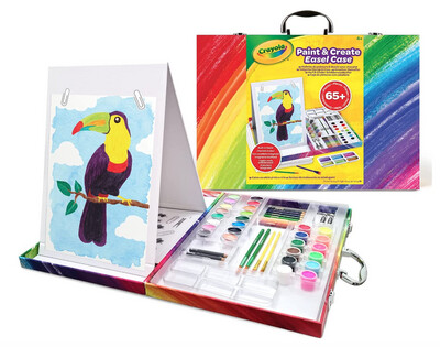 Crayola Valigetta con Cavalletto Dipingi & Crea, Colori Assortiti, Confezione da 65 Pezzi