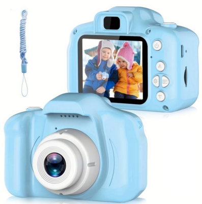 Macchina Fotografica Dual Camera Azzurra Schermo LCD
