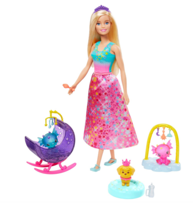 Barbie Dreamtopia, Playset Asilo dei Draghetti, Bambola con Cuccioli di Drago e Accessori