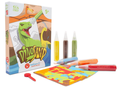 Sabbiarelli Sand-it For Fun - Kit Dinosauri DinoSand - Set Lavoretti Creativi: Colora con la Sabbia i Dinosauri