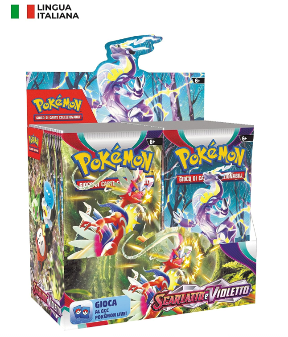 Espositore di buste dell’espansione Scarlatto e Violetto del GCC Pokémon (36 buste di espansione), edizione in italiano