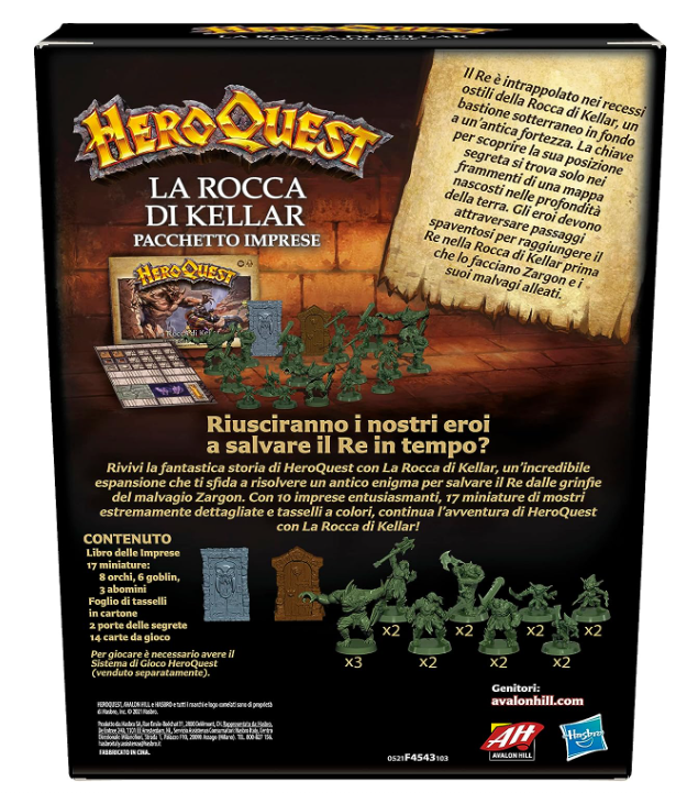 Gioco da Tavolo Hero Quest La Rocca di Kellar Avalon Hill
