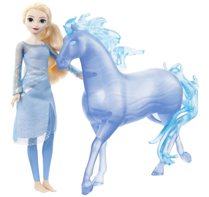 Mattel Disney Frozen - Elsa e Nokk, creatura acquatica a forma di cavallo, ispirati al film Disney Frozen 2,