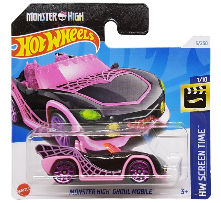 Hot Wheels - Monster High Ghoul Mobile - HW Screen Time 1/10 - HTC80 - Short Card - Pink Black - Mattel 2024 Scala 1:64 Edizione Limitata