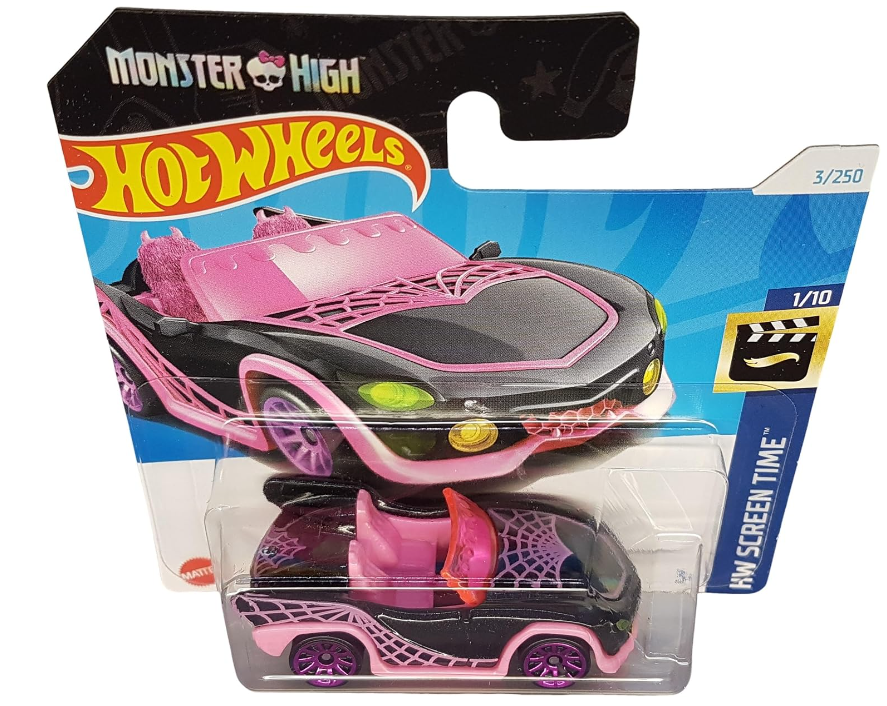 Hot Wheels - Monster High Ghoul Mobile - HW Screen Time 1/10 - HTC80 - Short Card - Pink Black - Mattel 2024 Scala 1:64 Edizione Limitata