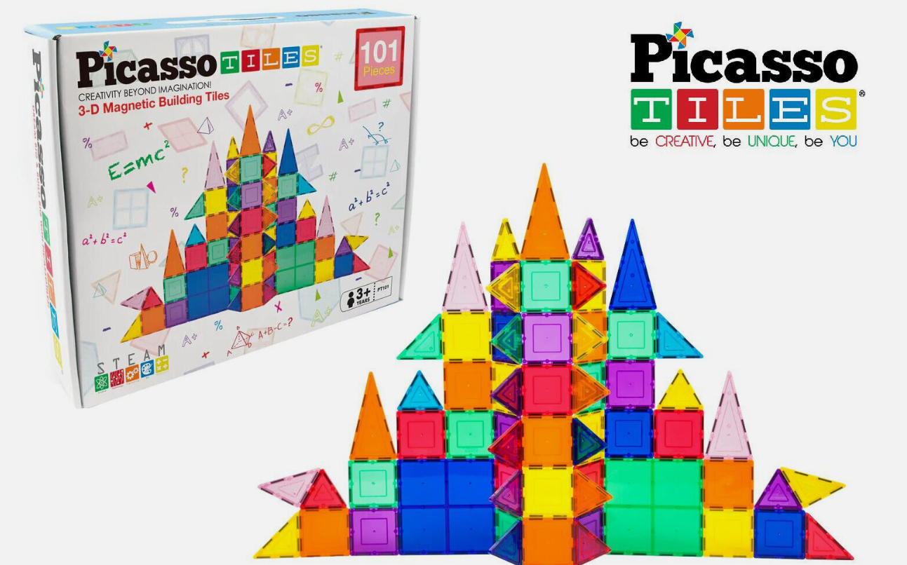 Picasso Tiles Costruzioni Magnetiche con Pannelli magnetici 101 pezzi