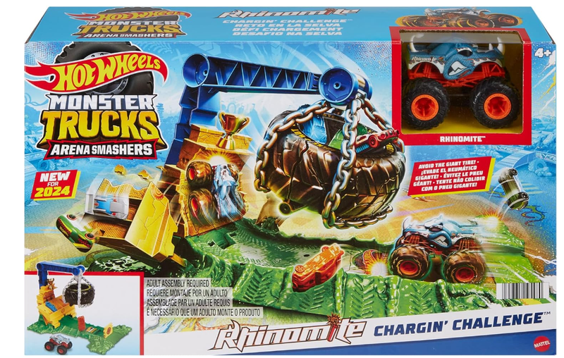 HOT WHEELS Monster Trucks - Sfida Demolizione del Carico Rhinomite Arena Smashers HTP18