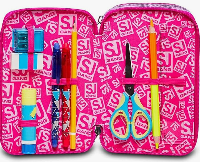 SJ GANG, Astuccio Scuola 3 Zip HEART LOLLY, Rosa