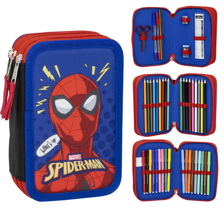 Astuccio 3 Zip Spiderman Completo (pennarelli Giotto)