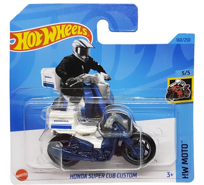 Hot Wheels - Honda Super Cub Custom - HW Moto 5/5 - HKK33 - Short Card - Moto - Blu scuro metallizzato - Mattel 2023 - 1:64