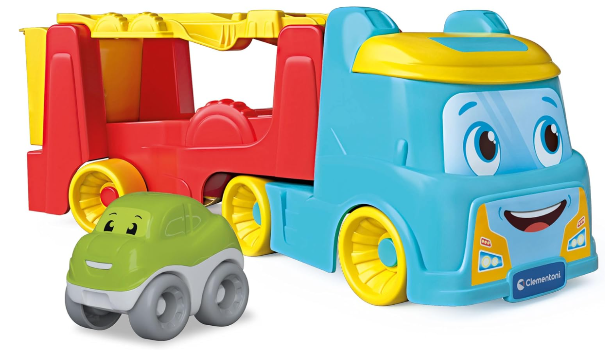 Clementoni - Camion Giocattolo per Bambini, Tumbling Car Transporter