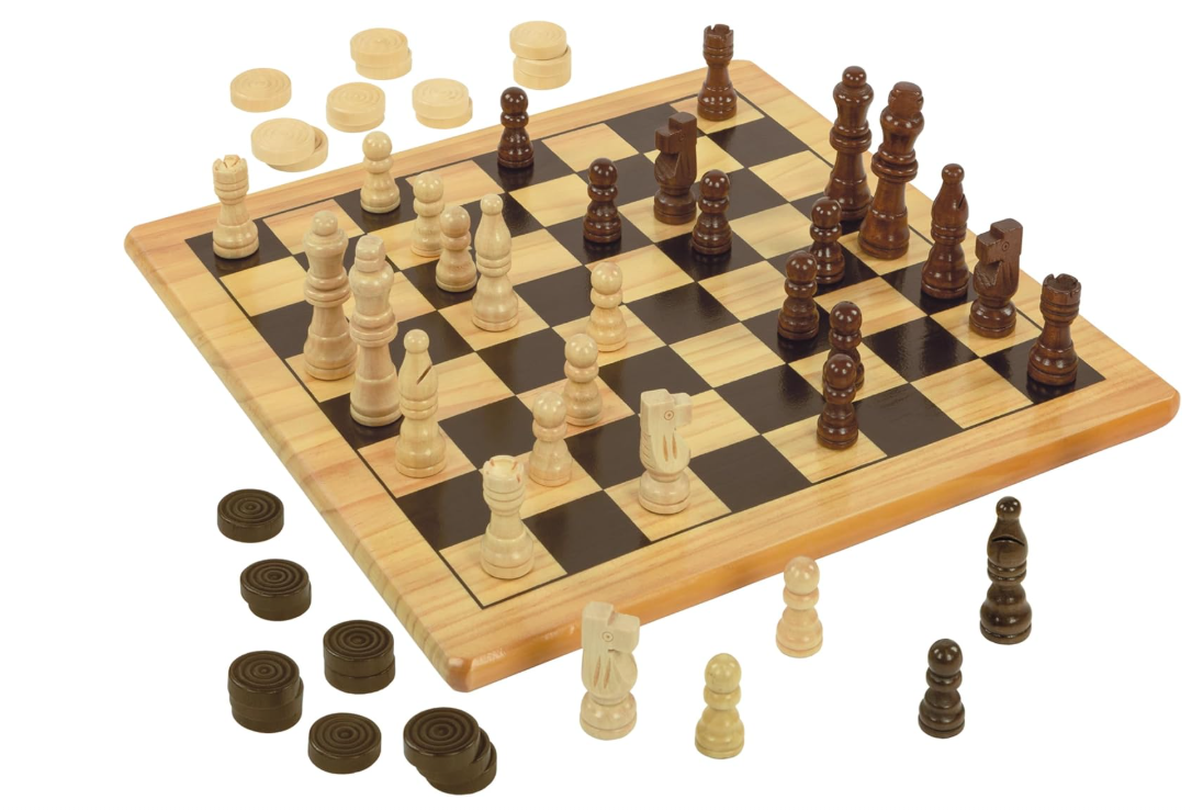 Clementoni Giochi da Tavolo Dama e Scacchi in Legno