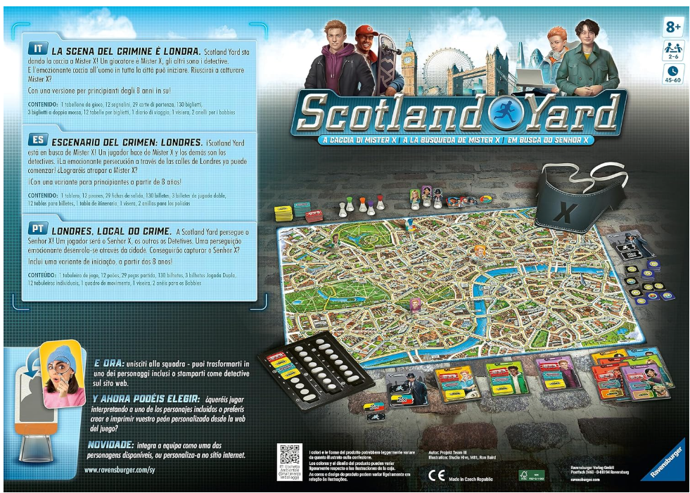 Ravensburger - Scotland Yard 40° Anniversario, Gioco da Tavolo per Tutta la Famiglia, 2-6 Giocatori