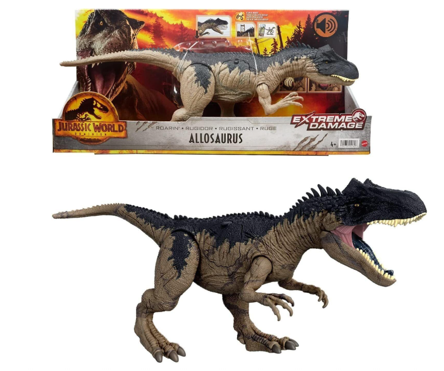Jurassic World Figura Articolata Dinosauro Allosaurus Danno Estremo 44,5 cm Lungo con Suoni HFK06
