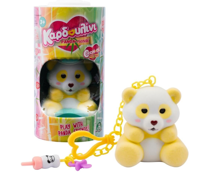 Coccolotti - Panda Friends Orso "Flora" Orsetti con Biberon, Portachiavi E Funzioni Speciali, Luci E Suoni Colore Giallo