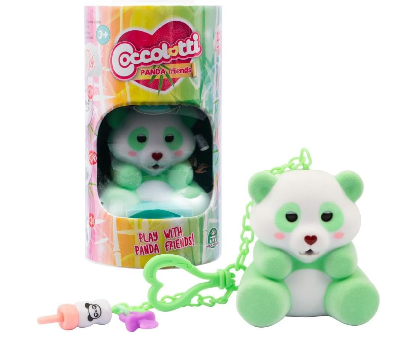 Coccolotti - Panda Friends Orso "Charlie" Orsetti con Biberon, Portachiavi E Funzioni Speciali, Luci E Suoni, Colore Verde