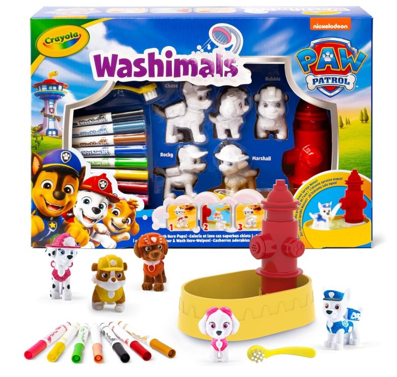 CRAYOLA - Washimals Paw Patrol, Set Attività con 5 Cuccioli, 8 Pennarelli Lavabili, Vasca con Idrante, Spazzolina, Gioco e Regalo per Bambini, da 3 Anni CRAYOLA - Washimals Paw Patrol, Set Attività con 5 Cuccioli, 8 Pennarelli Lavabili, Vasca con Idrante, Spazzolina, Gioco e Regalo per Bambini, da 3 Anni
