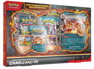 Pokémon GCC: collezione speciale Charizard-ex - una carta promozionale olografica, due carte olografiche, una carta lenticolare gigante e cinque buste di espansione Pokémon GCC: collezione speciale Charizard-ex - una carta promozionale olografica, due carte olografiche, una carta lenticolare gigante e cinque buste di espansione