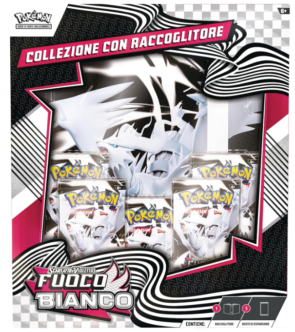 Pokémon: collezione con raccoglitore dell’espansione Scarlatto e Violetto - Fuoco Bianco del GCC Pokémon (raccoglitore con Reshiram e cinque buste di espansione)