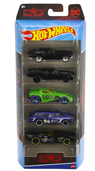 Hot Wheels - Batman Multipack da 5 Veicoli Batman, assortimento di 5 veicoli a tema Batman, decorazioni autentiche, scala 1:64, macchinine per collezionisti e bambini dai 3+ anni, HGN22 Hot Wheels - Batman Multipack da 5 Veicoli Batman, assortimento di 5 veicoli a tema Batman, decorazioni autentiche, scala 1:64, macchinine per collezionisti e bambini dai 3+ anni, HGN22