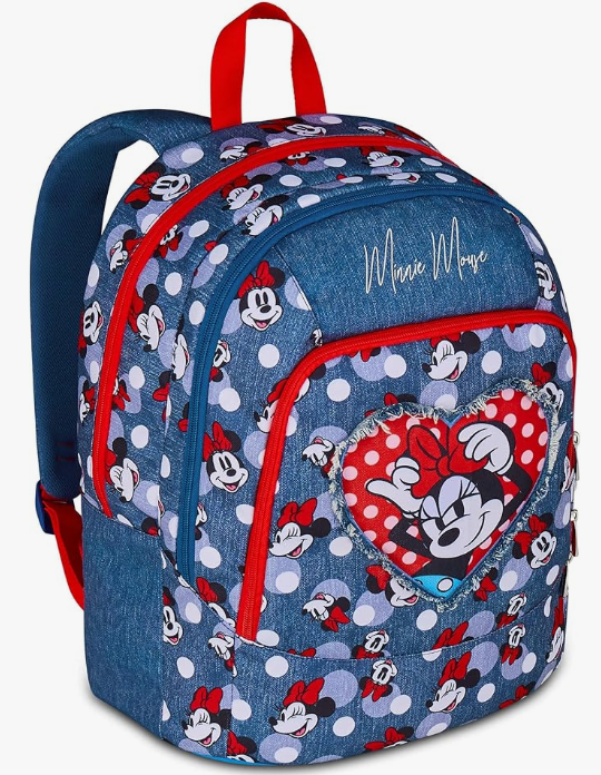 Seven Minnie Zaino Scuola Doppio Scomparto, Blu, Tasca per Borraccia, 29 L, Scuola Elementare, Bambina