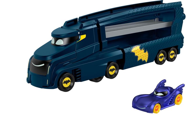Fisher-Price DC Batwheels - Bat-Autotreno, playset Autotreno con rampa e veicolo Bam Batmobile in scala 1:55 incluso, può contenere 7 macchinine die-cast, giocattolo per bambini, 3+ anni, HMX07 Fisher-Price DC Batwheels - Bat-Autotreno, playset Autotreno con rampa e veicolo Bam Batmobile in scala 1:55 incluso, può contenere 7 macchinine die-cast, giocattolo per bambini, 3+ anni, HMX07