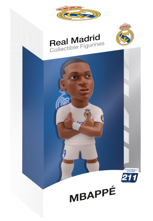 MINIX COLLECTIBLE FIGURINES MN18451 - Statuetta di Mbappé, Real Madrid, da collezione, da 12 cm, idea regalo per bambini e adulti, fan di calcio