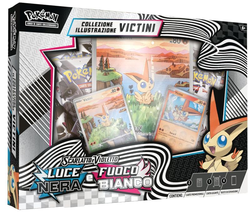Pokèmon Scarlatto e Violetto Luce Nera e Fuoco Bianco Collezione Illustrazione Victini-Unima