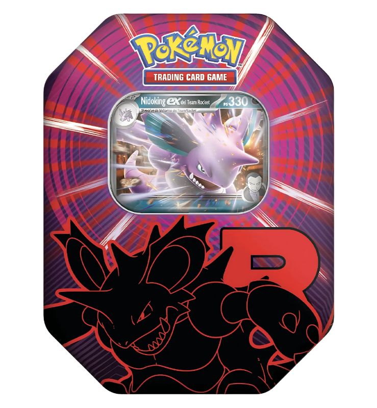 Pokémon - Gioco di carte collezionabili: Tin-Box Team Rocket – Nidoking-ex (1 carta promozionale olografica e 4 boosterpack)