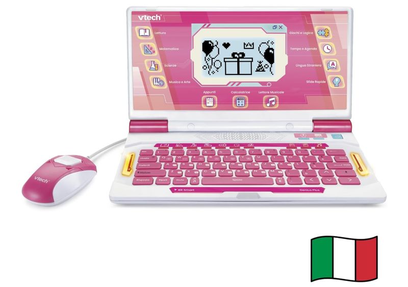 VTech Bit Smart Genius Plus Rosa, Computer Interattivo Bambini, Computer con Mouse Incluso, 164 Attività, Computer Didattico Bilingue Italiano e Inglese, Tastiera QWERTY, Batterie Incluse, 6-11 Anni VTech Bit Smart Genius Plus Rosa, Computer Interattivo Bambini, Computer con Mouse Incluso, 164 Attività, Computer Didattico Bilingue Italiano e Inglese, Tastiera QWERTY, Batterie Incluse, 6-11 Anni