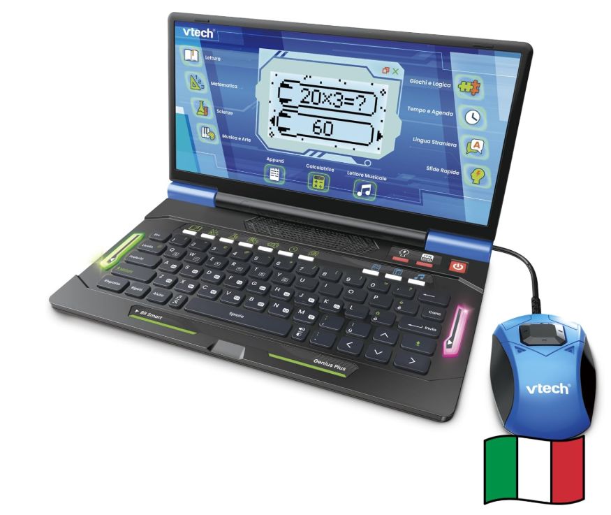 VTech Bit Smart Genius Plus Computer Interattivo Bambini, Computer con Mouse Incluso, 164 Attività, Computer Didattico Bilingue Italiano e Inglese, Tastiera QWERTY, Batterie Incluse, 6-11 Anni VTech Bit Smart Genius Plus Computer Interattivo Bambini, Computer con Mouse Incluso, 164 Attività, Computer Didattico Bilingue Italiano e Inglese, Tastiera QWERTY, Batterie Incluse, 6-11 Anni