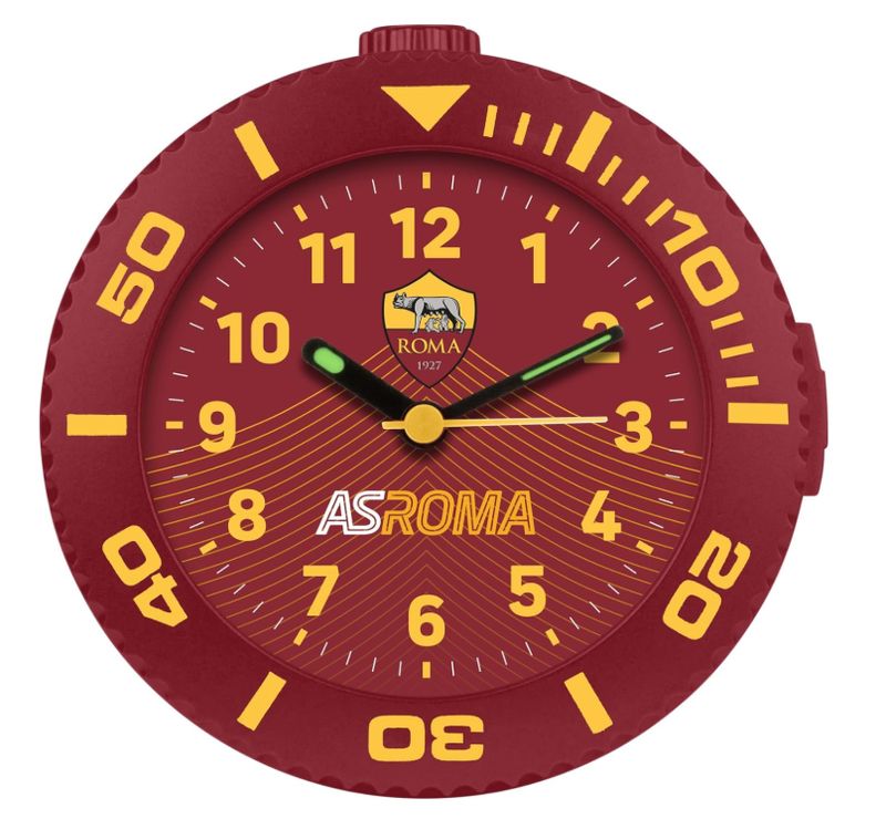 Seven Sveglia analogica A.S. ROMA al quarzo con movimento continuo, Prodotto ufficiale, Calcio, Idea regalo bambini e adulti